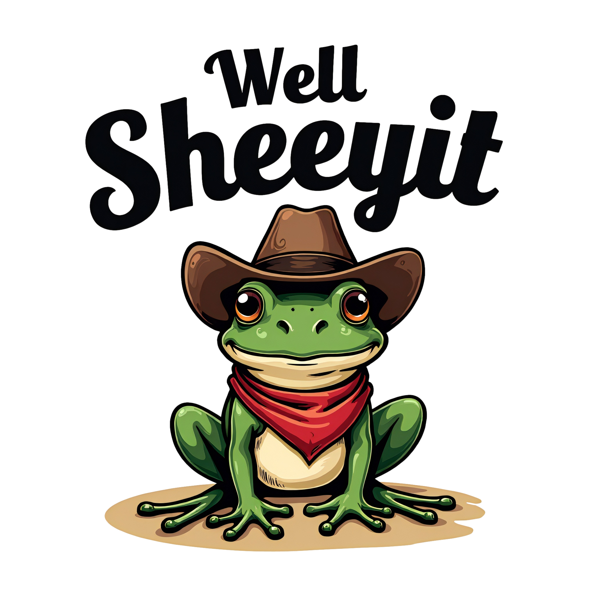 Funny Western Cowboy Frog Meme, Retro Humorous Graphic Design, Wild West Joke